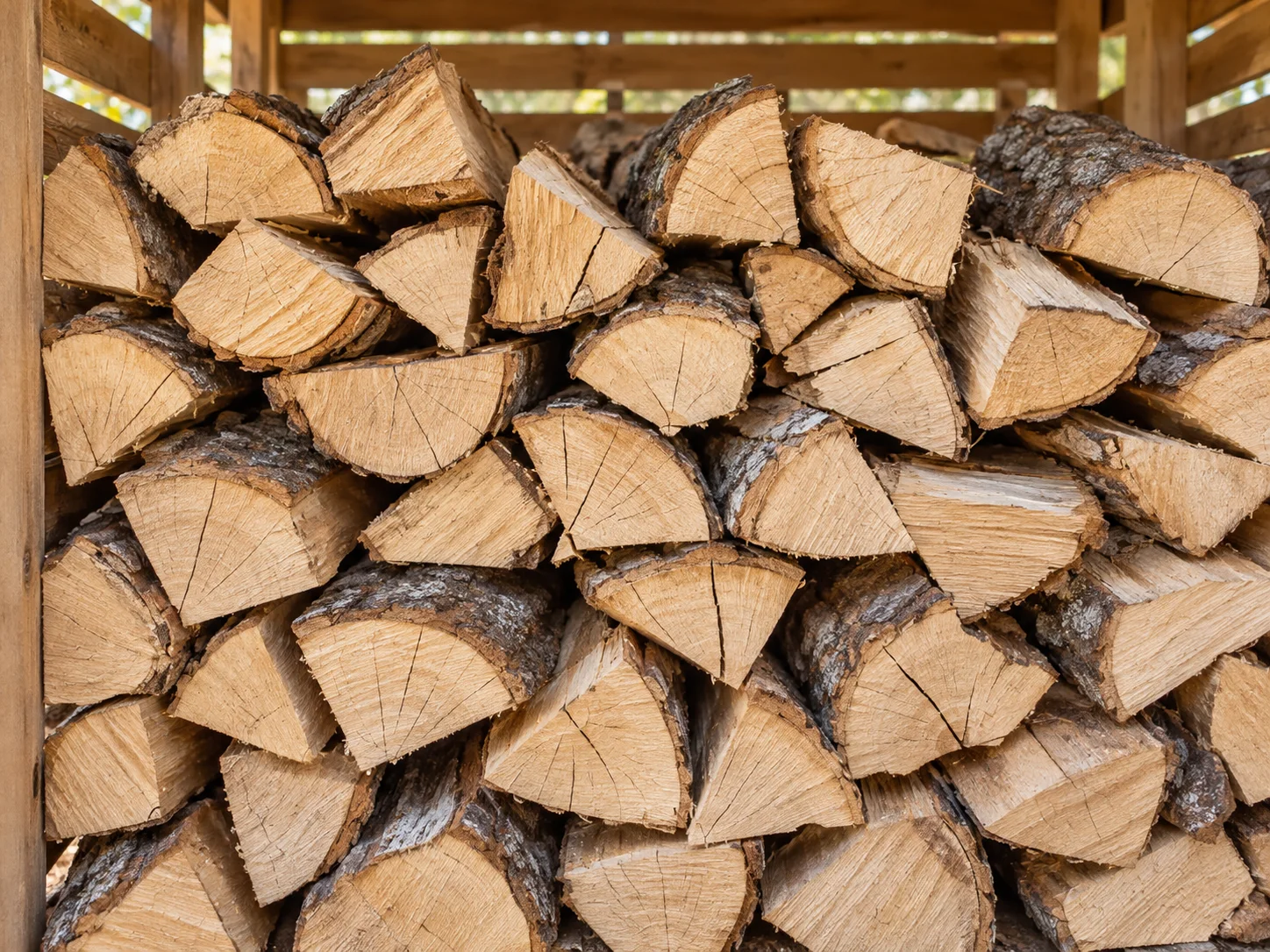 Abgelagertes Holz, bereit zum Verfeuern