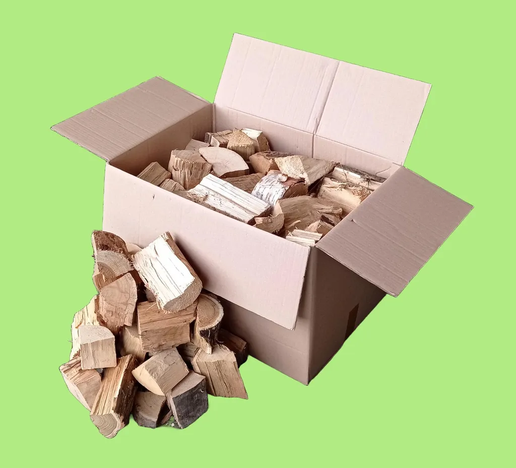 Brennholz – Restholz Mischholz 30 kg Karton, Produktansicht 1
