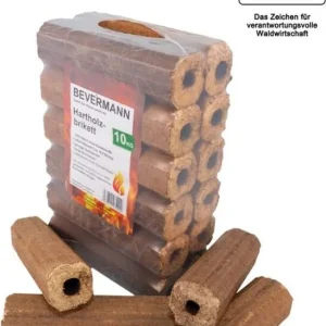 Briketts aus Holz Buche/Eiche – 10 kg, mit Zugloch, Produktansicht 1