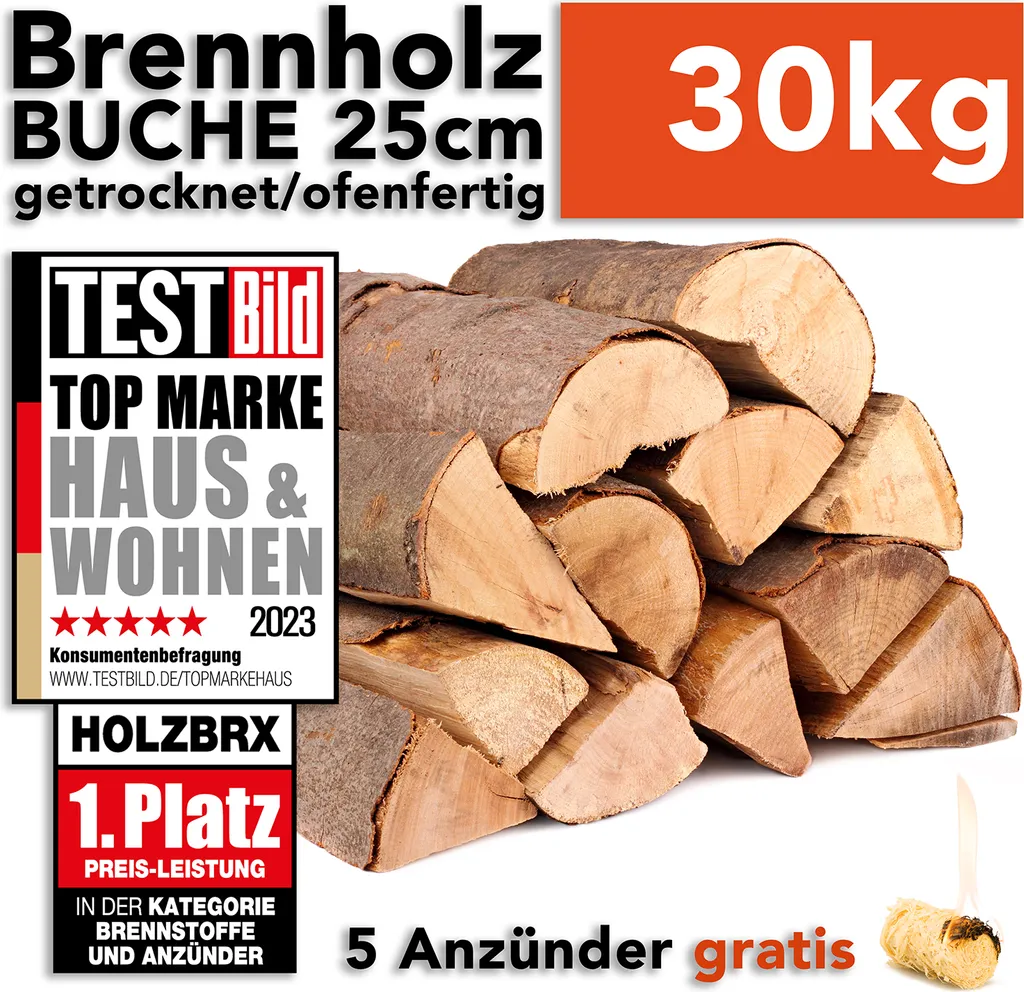 Buchen-Kaminholz – 25/33 cm, mit wählbarem Gewicht, Buche, 33 cm, Produktansicht 1