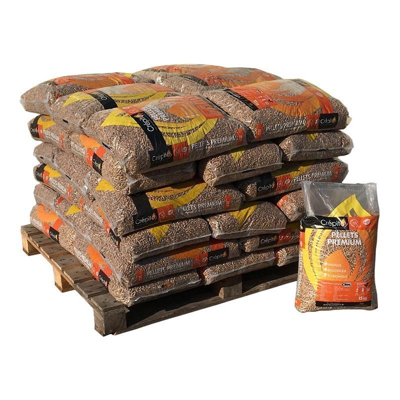 CRÉPITO – 1/2 Paletteneinheit Pellets aus Holz (36 Säcke à 15 kg), Produktansicht 2