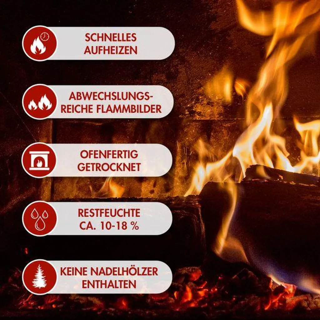 Mischholz-Kaminholz – 30 kg, ca. 28–33 cm, max. 25 % Holzfeuchte, Produktansicht 3