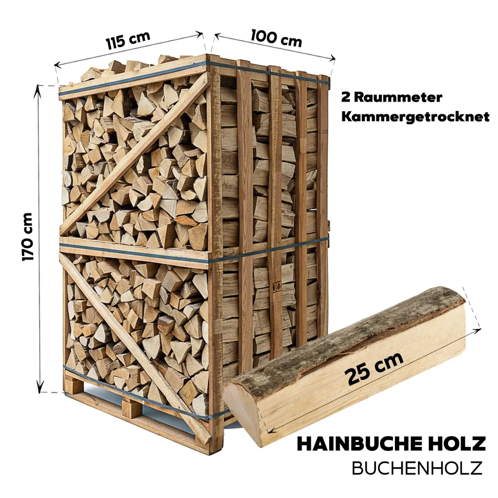Neandertaler Feuer Hartholz-Kaminholz – 2 RM, 25 cm, Produktansicht 2