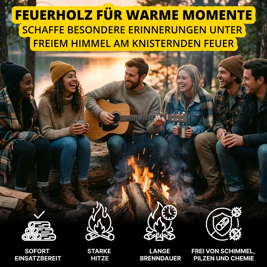 Neandertaler Feuer Hartholz-Kaminholz – 2 RM, 25 cm, Produktansicht 5