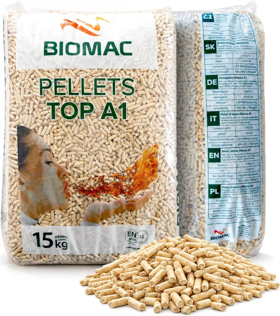 Pellets aus Holz ENplus A1 – 15 kg, 6 mm, Fichte/Kiefer, Produktansicht 1