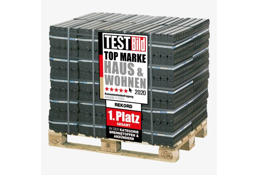 REKORD Braunkohlebriketts – Palette mit 40 × 25 kg, Produktansicht 1