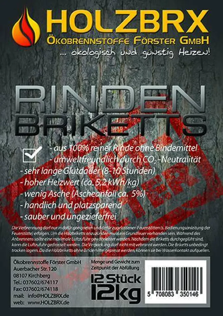 RUF Rindenbriketts – 1000 kg Paletteneinheit (84 × 12 kg), Produktansicht 4