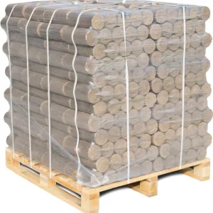 Runde Hartholzbriketts – 96 × 10 kg, Palette mit 960 kg, Produktansicht 1
